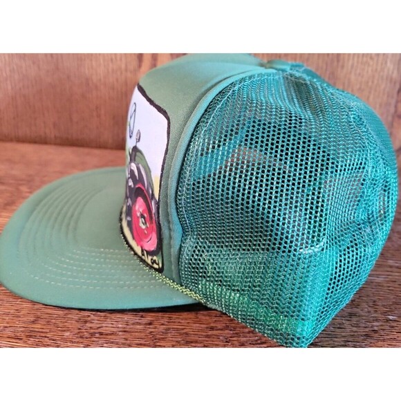 Vintage Oliver John Deere Hand Painted Trucker Green San Sun Hat From Sri Lanka - Picture 4 of 12